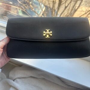 Tory Burch black leather clutch